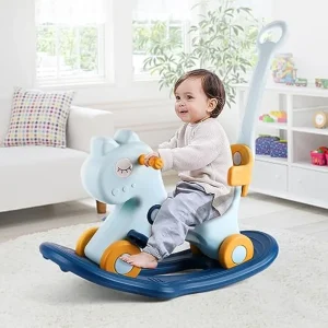 4 in 1 Rocking Horse for Toddlers 1-3 Years Old Baby Rocking Toy Fun Birthday Gift for 1+ Boys Ride on Toy with Detachable Bala