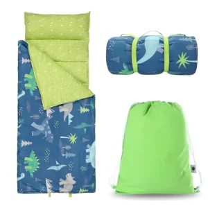 Toddlers Nap Mat with Removable Pillow and Soft Blanket Lightweight Daycare Preschool Kindergarten Sleeping Bag Travel Slumber
